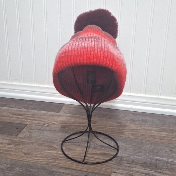 Norla Canada Pom Pom Beanie Striped Knit Sz O/S Alpaca Wool Boho Cabincore Artsy - Picture 3 of 14